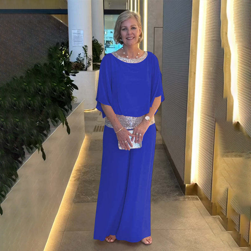 Dams Elegant Jumpsuit med skimrande överdel och vida ben Eva Jonsson-Eva Jonsson