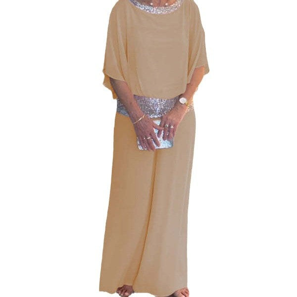 Dams Elegant Jumpsuit med skimrande överdel och vida ben Eva Jonsson-Eva Jonsson