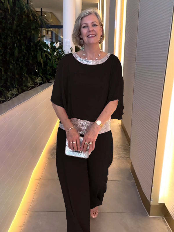 Dams Elegant Jumpsuit med skimrande överdel och vida ben Eva Jonsson-Eva Jonsson