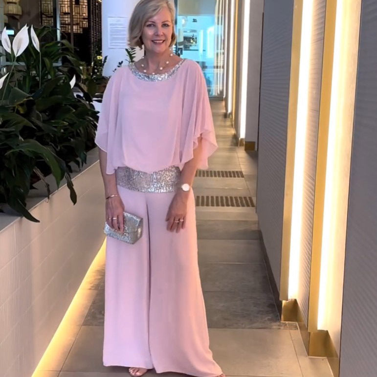 Dams Elegant Jumpsuit med skimrande överdel och vida ben Eva Jonsson-Eva Jonsson