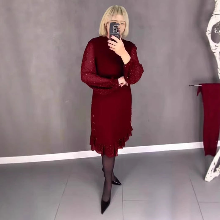Dams Elegant Klänning med Voluminösa Ärmar och Utskuren Söm Mirla-Eva Jonsson