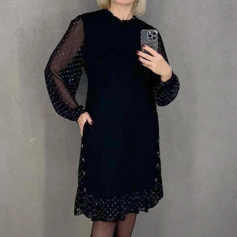 Dams Elegant Klänning med Voluminösa Ärmar och Utskuren Söm Mirla-Eva Jonsson