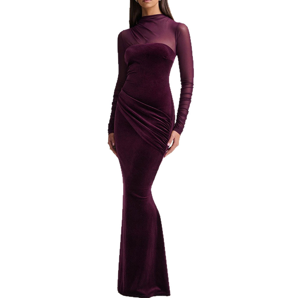 Dams Elegant Sheath Klänning med Volangdetaljer och Transparenta Ärmar Mirla-Eva Jonsson