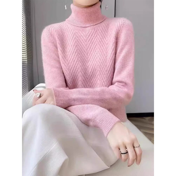 Dams Elegant Stickad Tröja med Ståkrage och Fin Ribbstruktur Mirla-Eva Jonsson