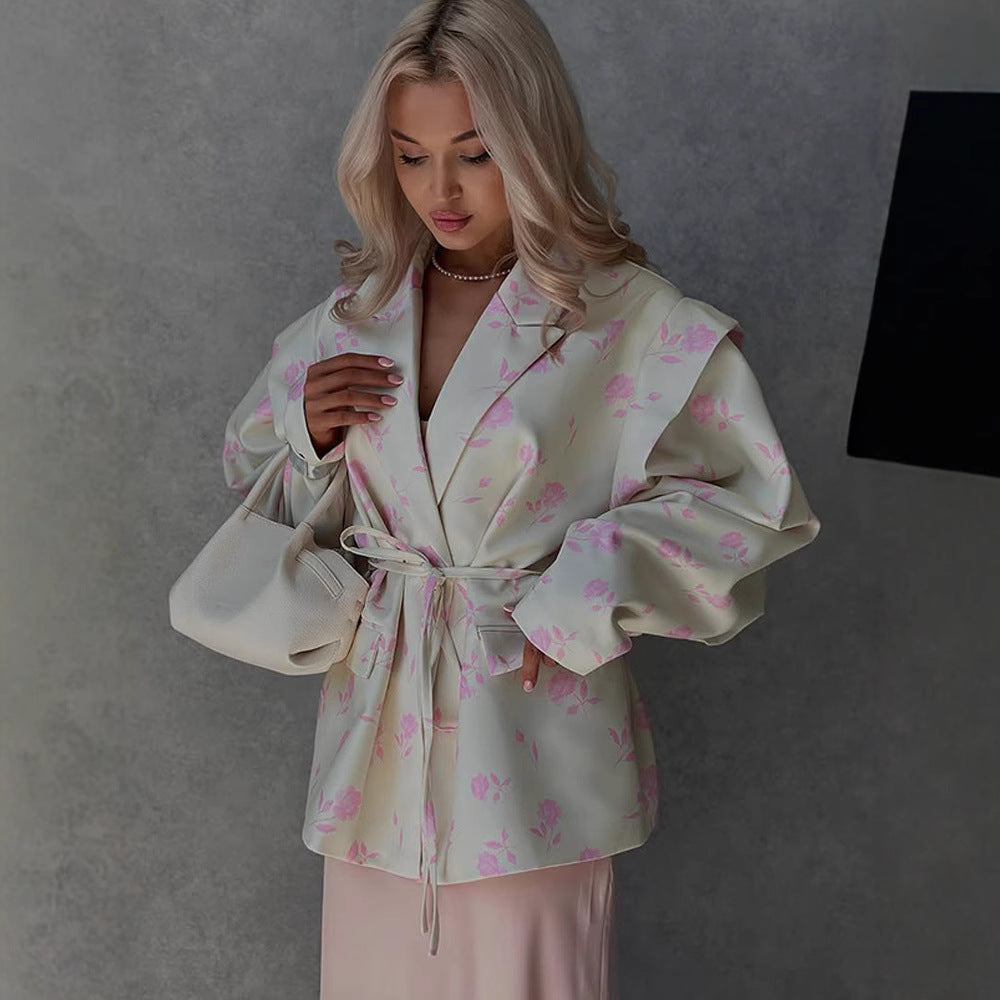 Dams Elegant flätad blazer med midjeband Mirla-Eva Jonsson