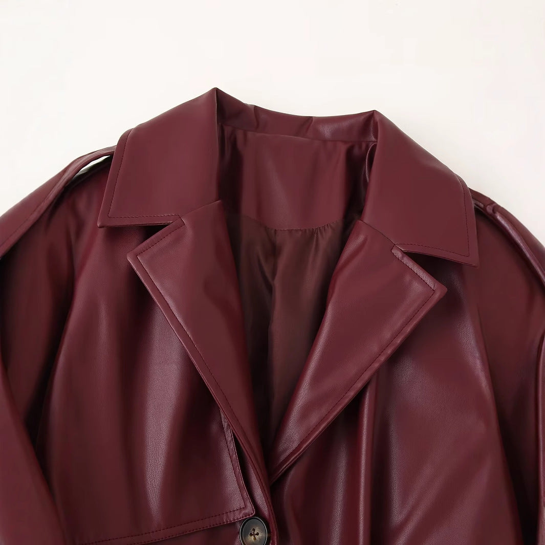 Dams Elegant trenchcoat i högkvalitativt konstläder Mirla-Eva Jonsson