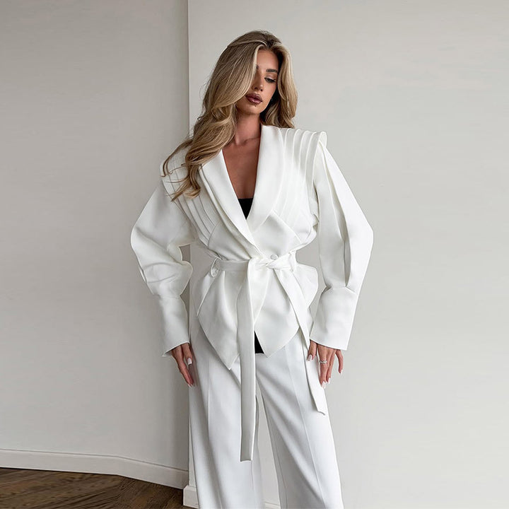 Dams Fashion Blazerjacka med asymmetrisk skärning och midjebälte Eva Jonsson-Eva Jonsson