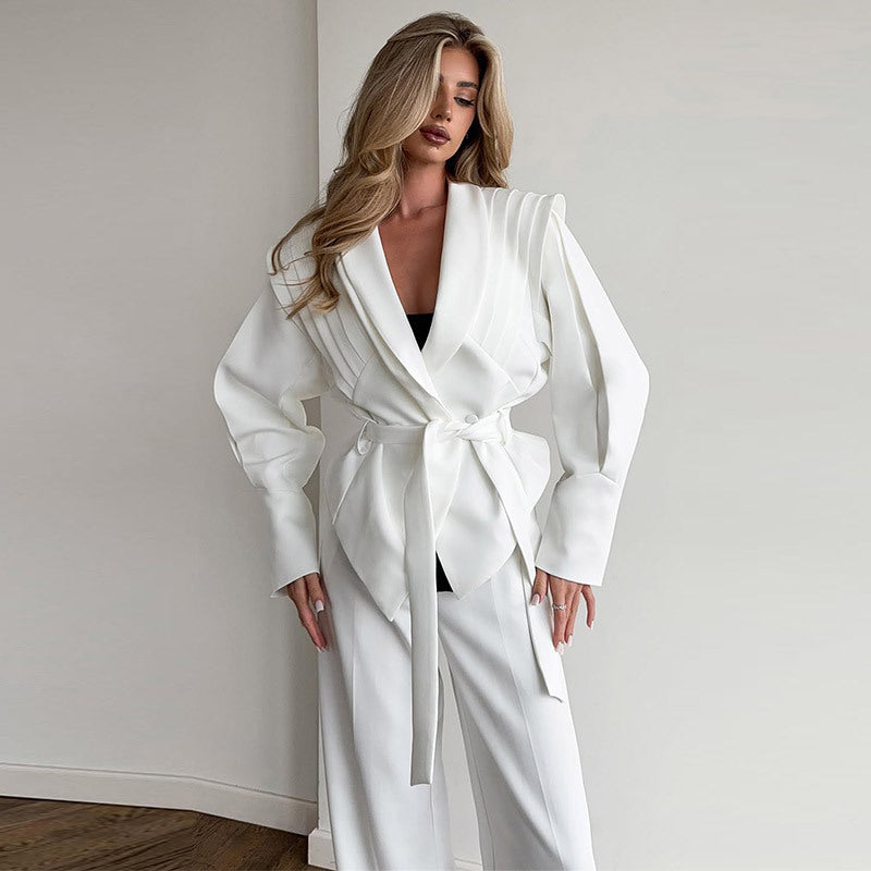 Dams Fashion Blazerjacka med asymmetrisk skärning och midjebälte Eva Jonsson-Eva Jonsson