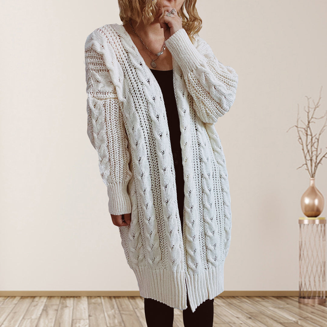 Dams Grovstickad jacka med voluminösa ärmar och strukturerad design Eva Jonsson-Eva Jonsson