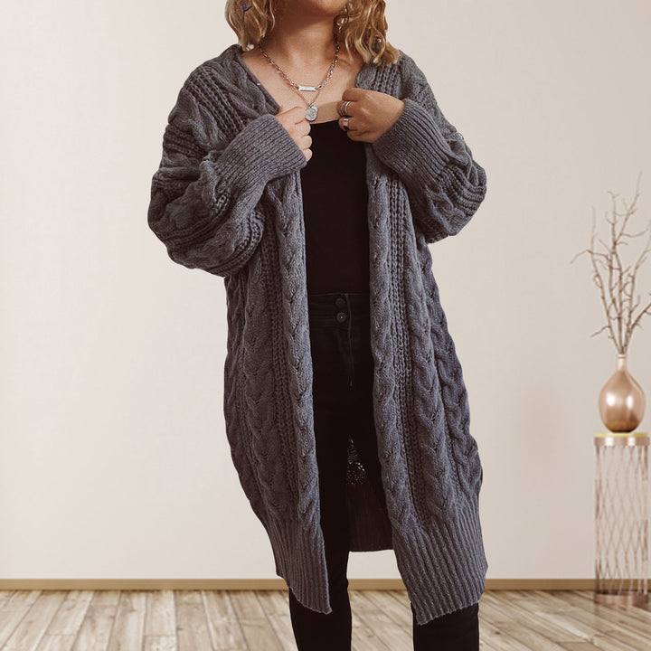 Dams Grovstickad jacka med voluminösa ärmar och strukturerad design Eva Jonsson-Eva Jonsson