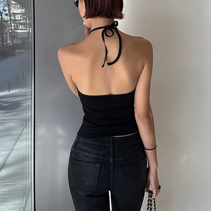 Dams H halterneck topp i elastisk material Mirla-Eva Jonsson