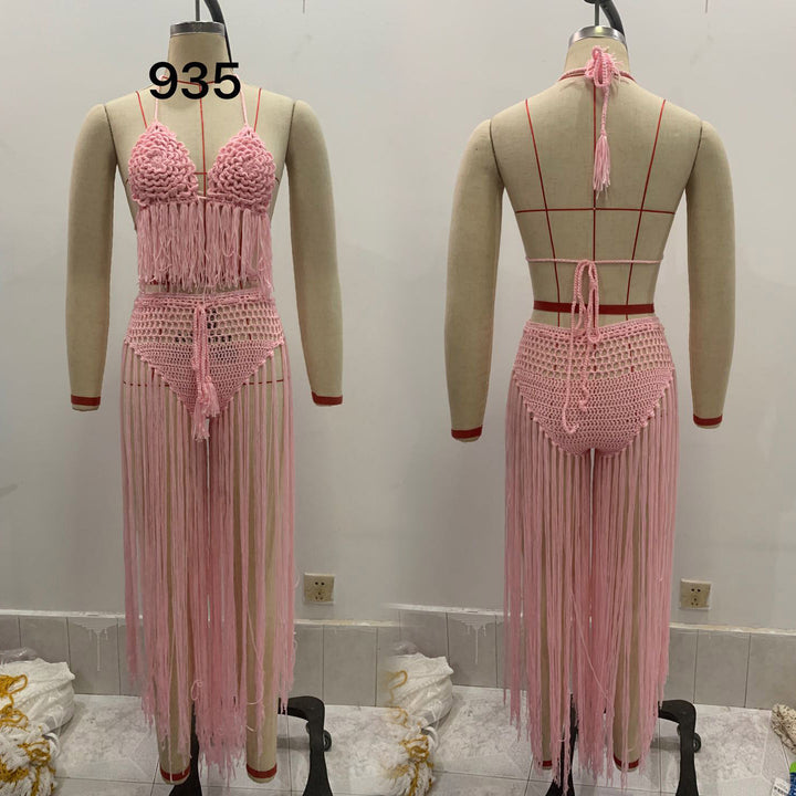 Dams Häkel-Bikini med svängande fransar och attraktiv design Mirla-Eva Jonsson