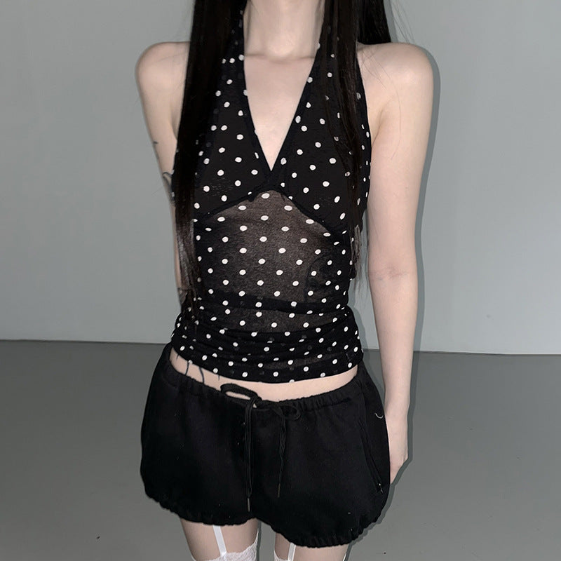 Dams Halterneck Top med Polka Dots Mirla-Eva Jonsson