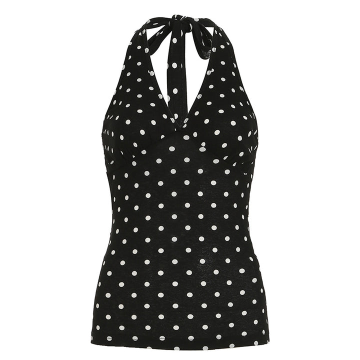Dams Halterneck Top med Polka Dots Mirla-Eva Jonsson