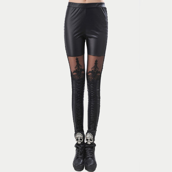 Dams Högdragna Leggings med transparent spet mönster Eva Jonsson-Eva Jonsson