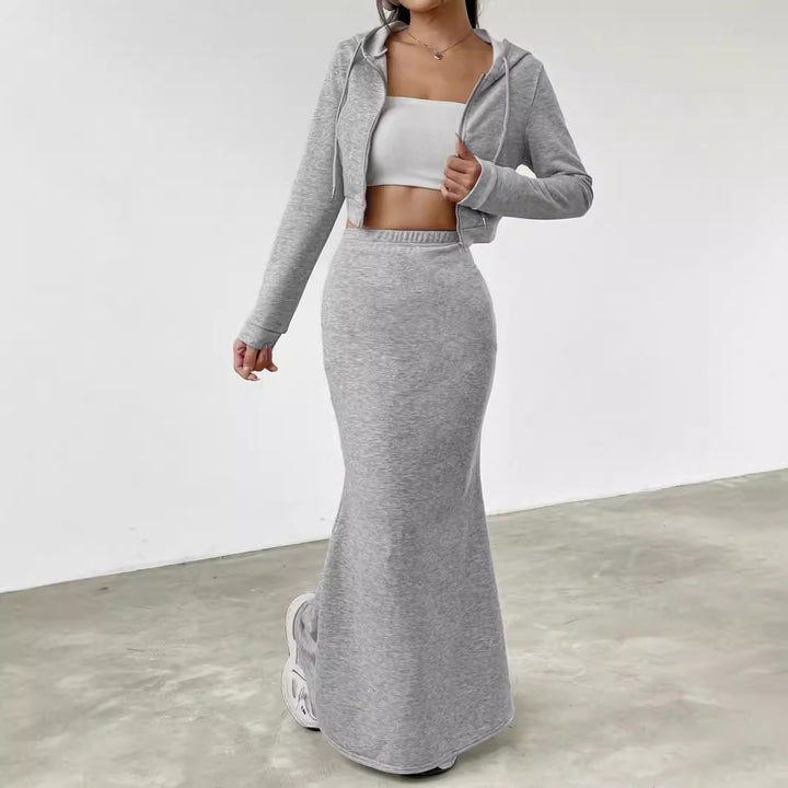 Dams Hoodie och Maxi-Kjol Set Mirla-Eva Jonsson