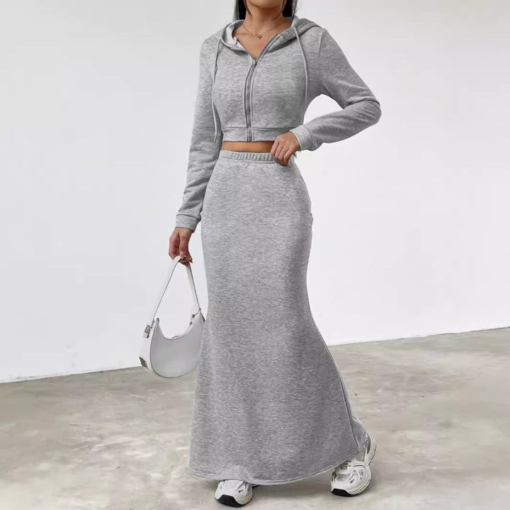 Dams Hoodie och Maxi-Kjol Set Mirla-Eva Jonsson