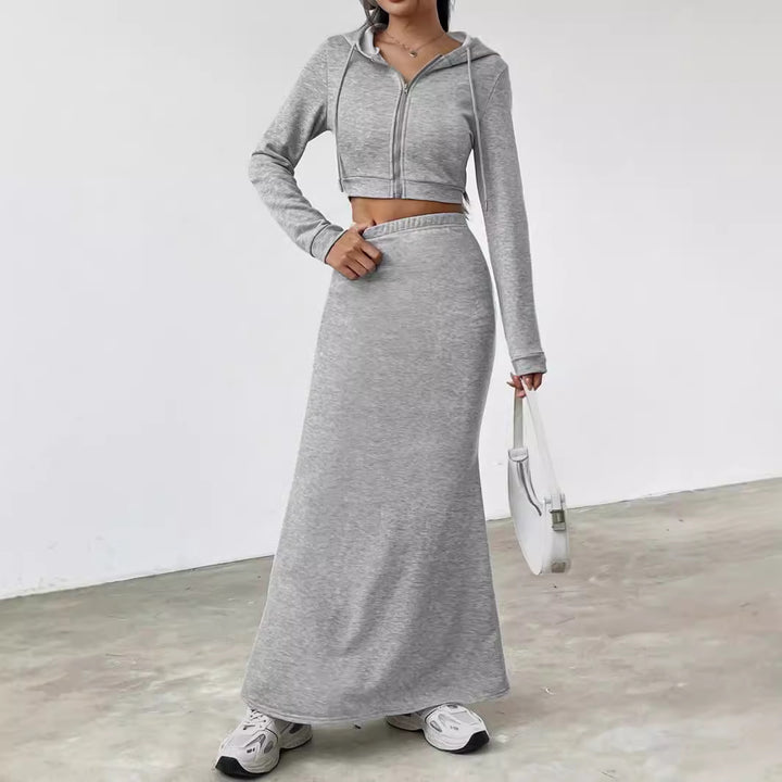 Dams Hoodie och Maxi-Kjol Set Mirla-Eva Jonsson