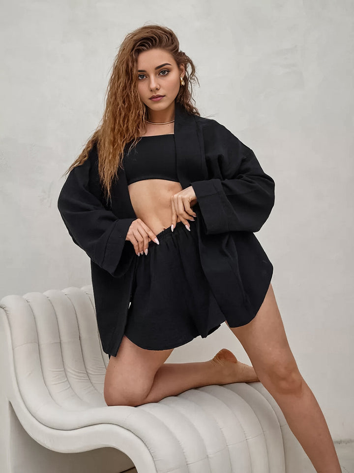 Dams Lätt loungset i lätt material med oversized krage Mirla-Eva Jonsson