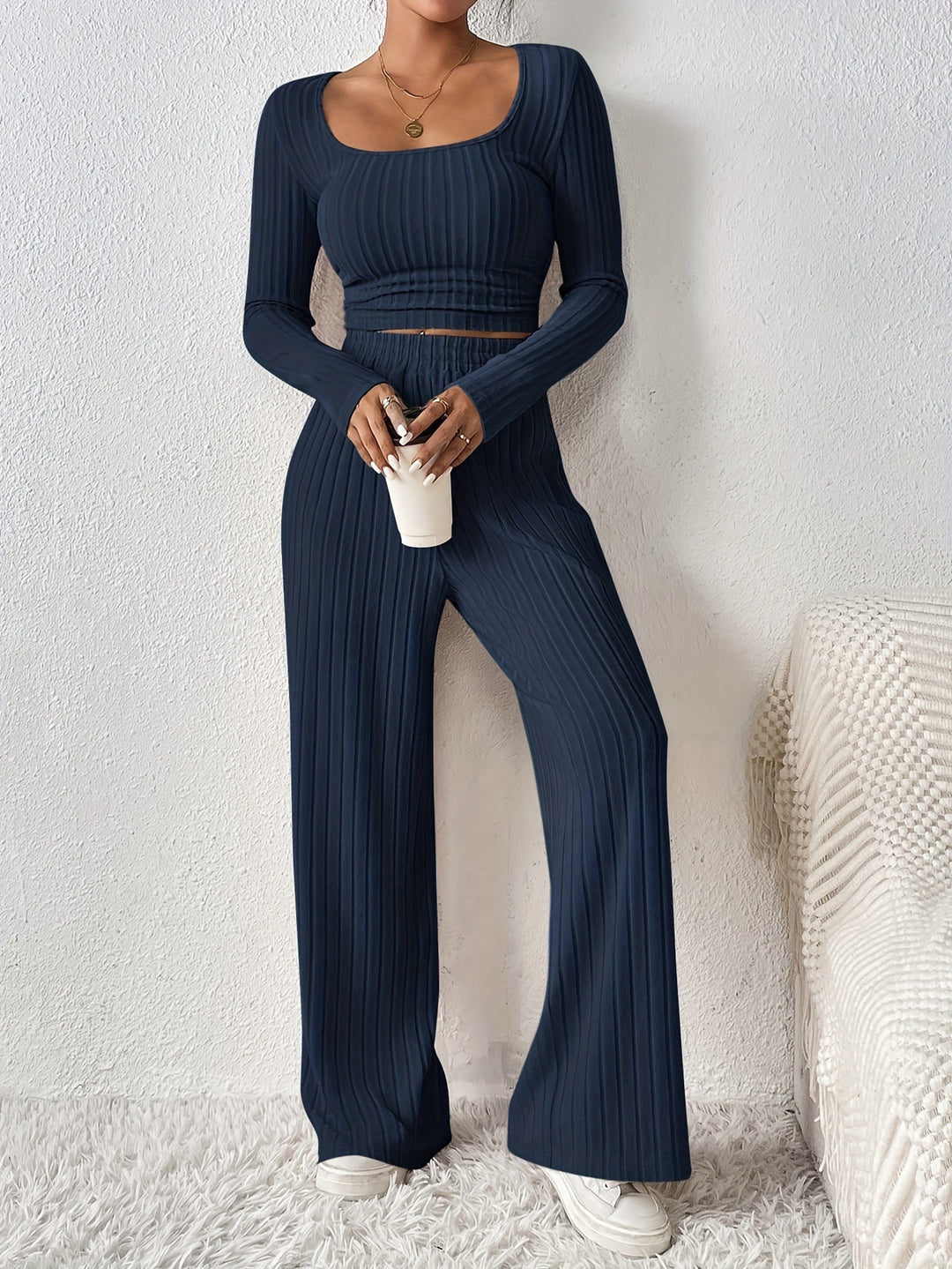 Dams Loungewear-set med elegant strukturerad design Eva Jonsson-Eva Jonsson