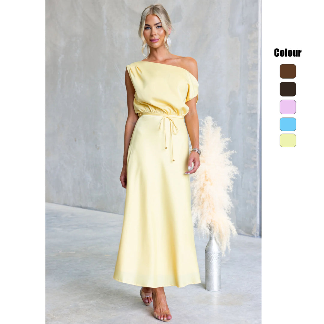 Dams Maxi Klänning med Off-Shoulder Design och Elastisk Midja Mirla-Eva Jonsson