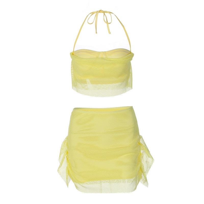 Dams Mesh-bikini-set med wrapkjol och bandeau-topp Eva Jonsson-Eva Jonsson