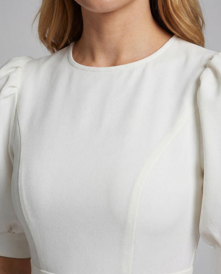 Dams Midi klänning Elegant Puffärmar-Eva Jonsson
