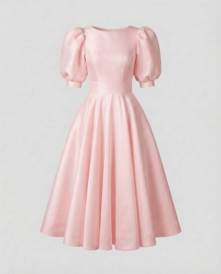 Dams Midi klänning Elegant Puffärmar-Eva Jonsson