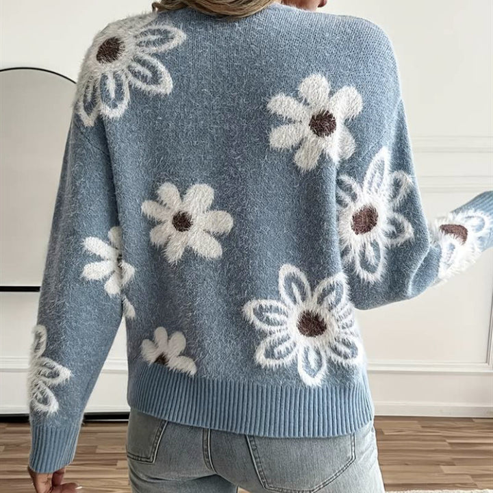 Dams Modisk Cardigan med florala applikationer Eva Jonsson-Eva Jonsson