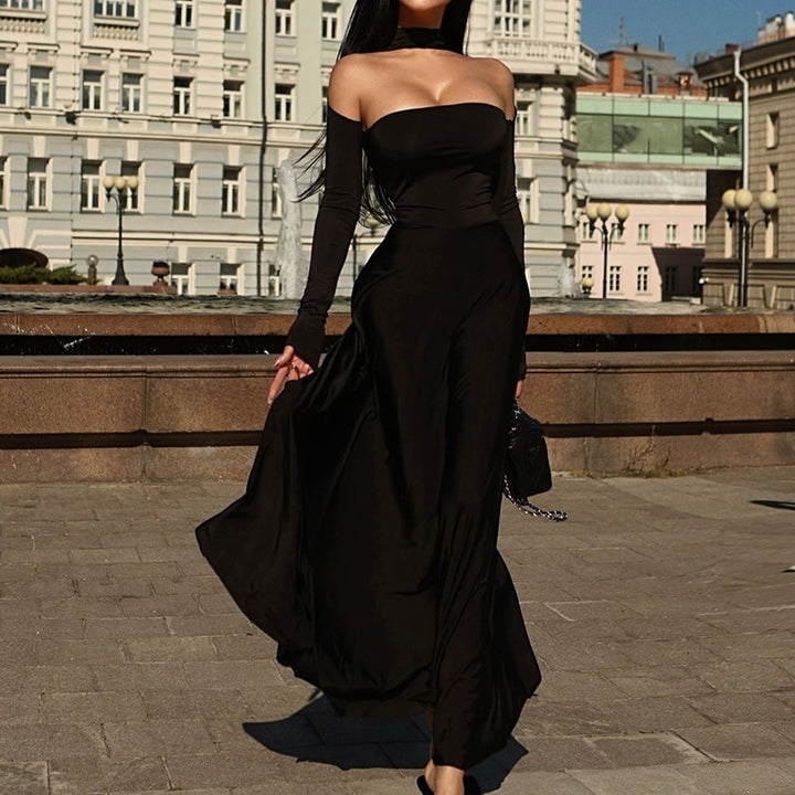 Dams Off-Shoulder Maxiklänning med långa ärmar och elegant skärning Mirla-Eva Jonsson