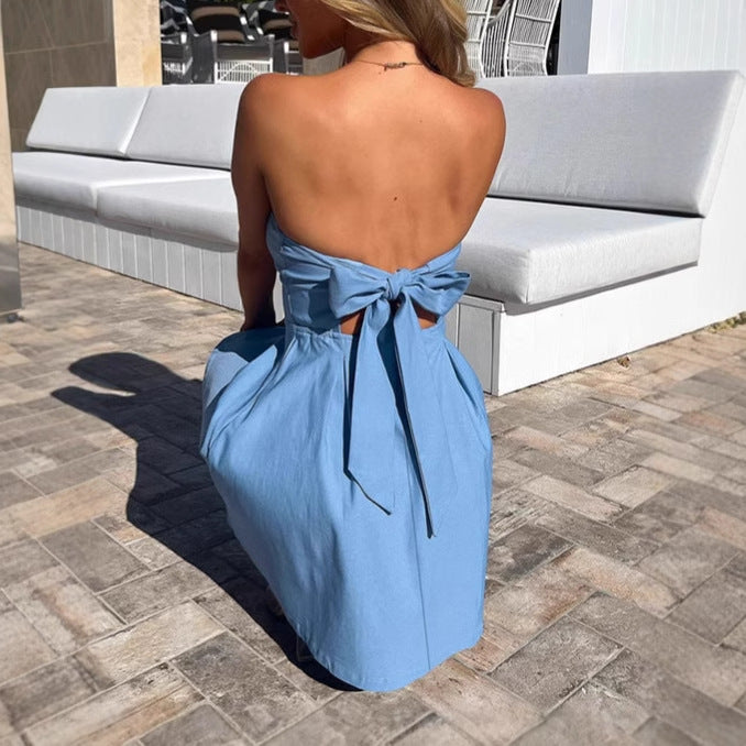 Dams Off-Shoulder Miniklänning med voluminös kjol och eleganta draperingar Mirla-Eva Jonsson