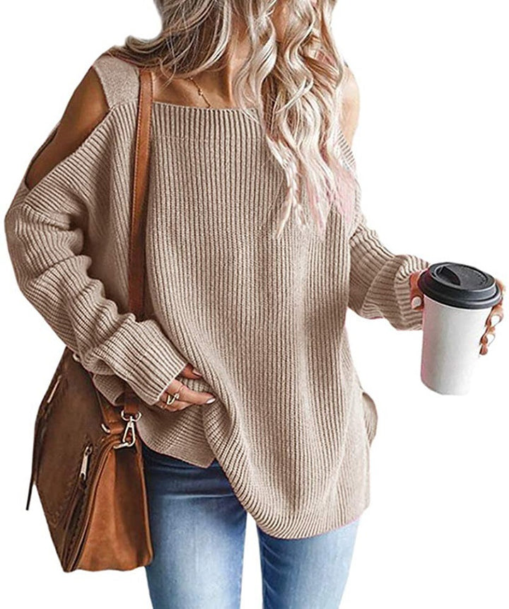 Dams Off-Shoulder Stickad Tröja med Moderna Detaljer Mirla-Eva Jonsson