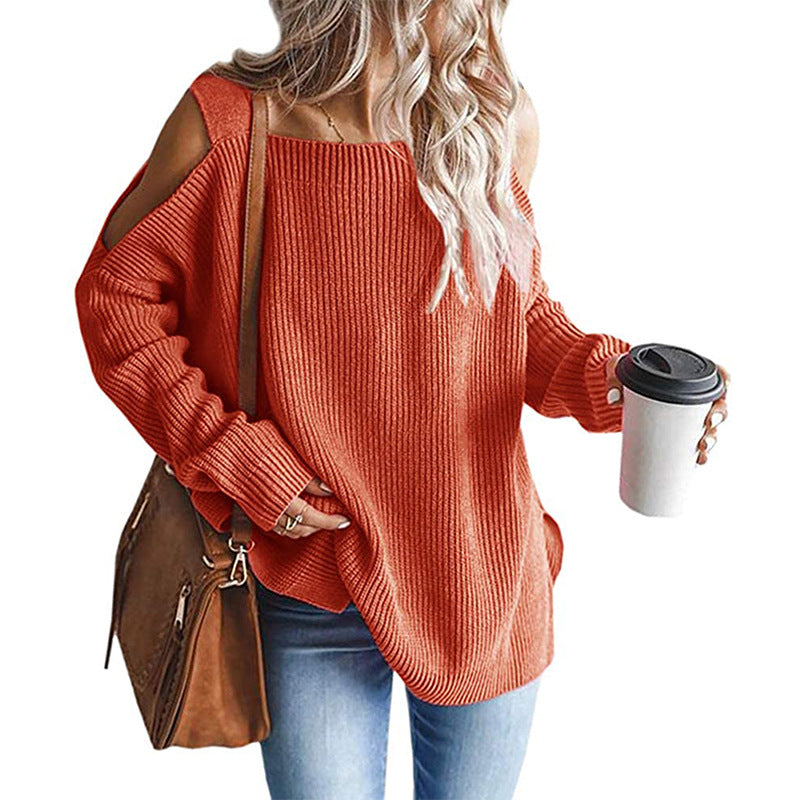 Dams Off-Shoulder Stickad Tröja med Moderna Detaljer Mirla-Eva Jonsson