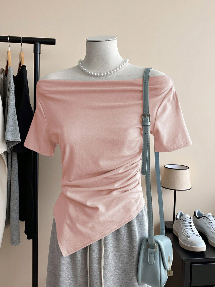 Dams Off-Shoulder T-shirt med rynkning Mirla-Eva Jonsson