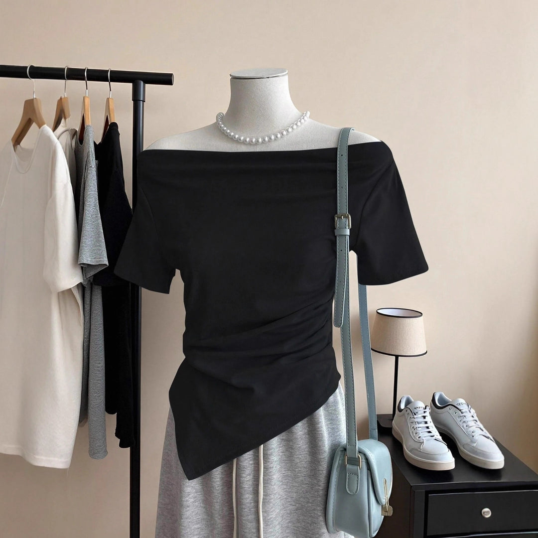 Dams Off-Shoulder T-shirt med rynkning Mirla-Eva Jonsson