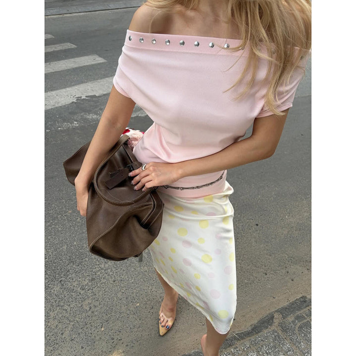 Dams Off-Shoulder Topp med eleganta strassdetaljer Mirla-Eva Jonsson