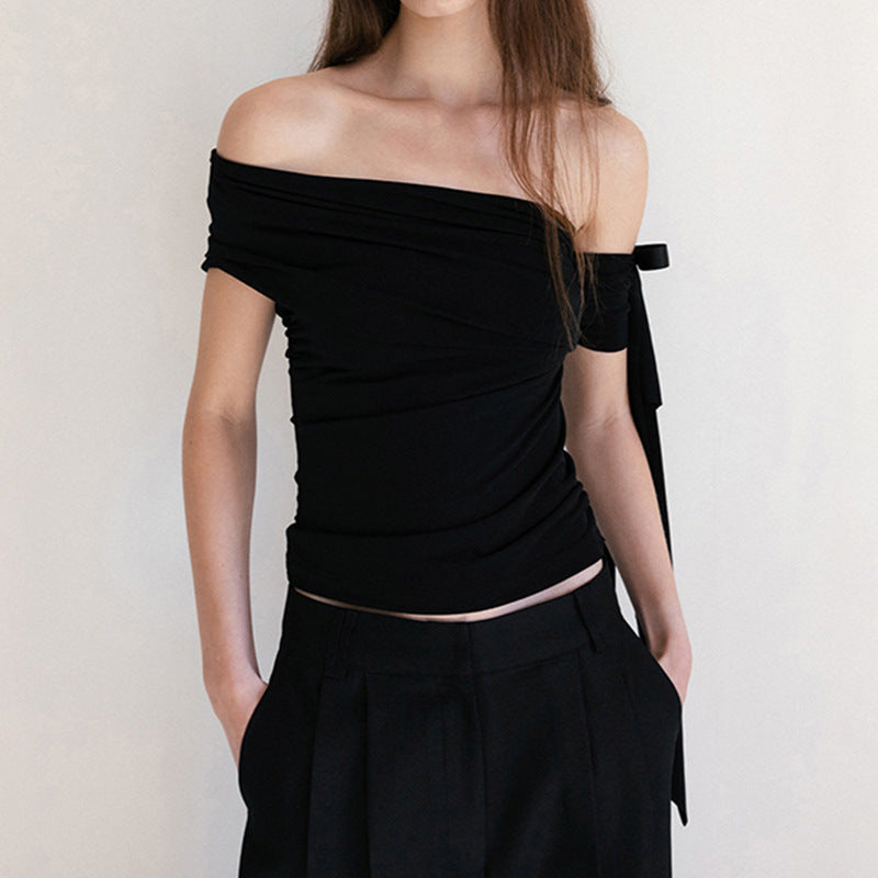 Dams Off-Shoulder Topp med volangdetaljer och transparent ärm Mirla-Eva Jonsson