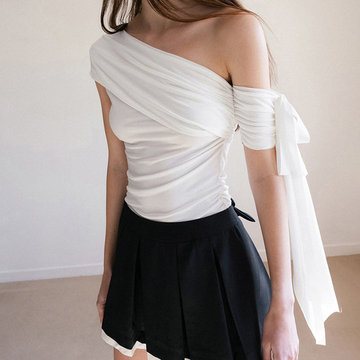 Dams Off-Shoulder Topp med volangdetaljer och transparent ärm Mirla-Eva Jonsson