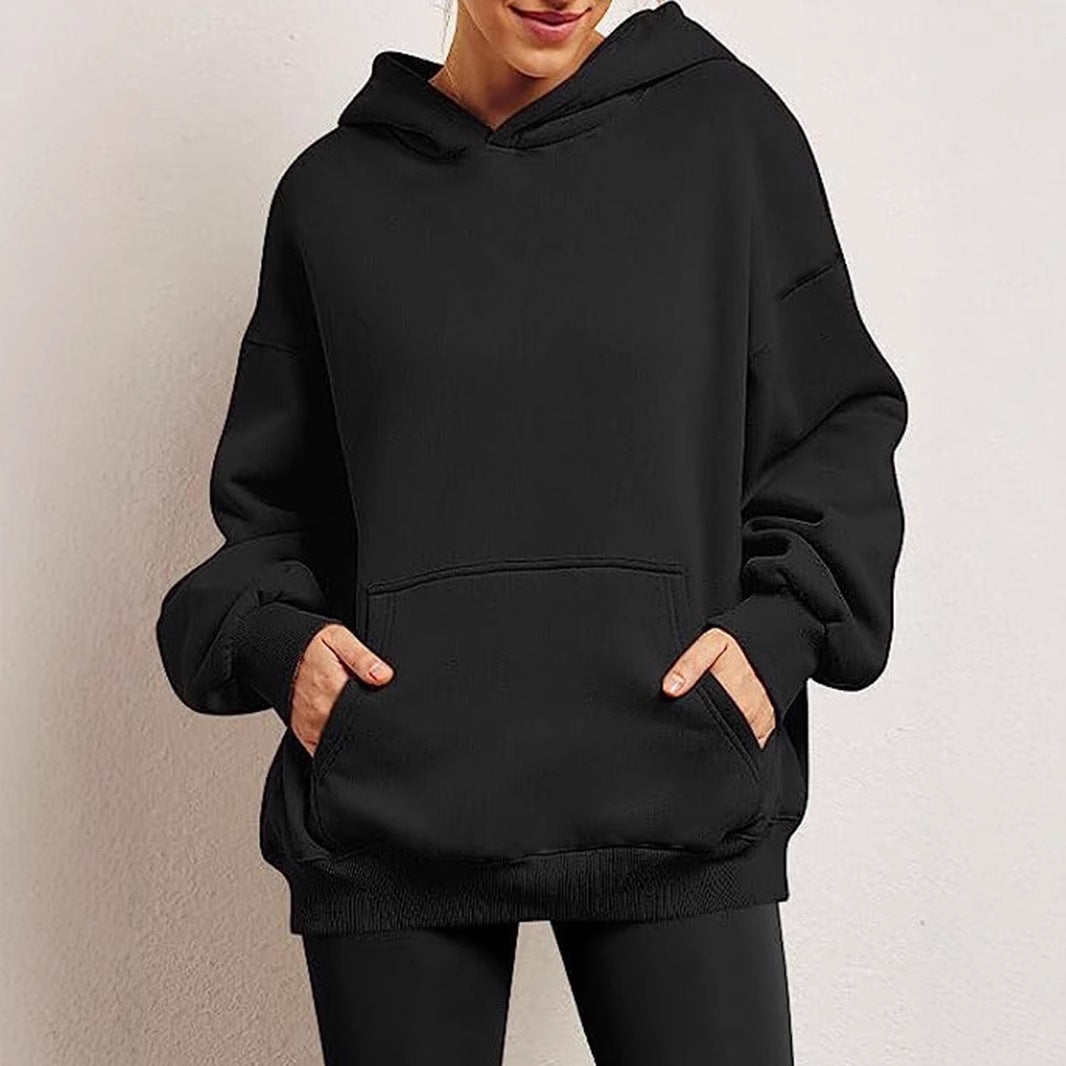 Dams Oversized Hoodie i Mjuk Bomullsblandning med Praktiska Fickor Mirla-Eva Jonsson