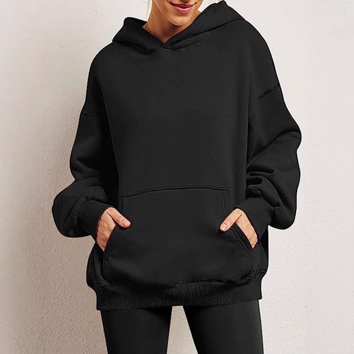 Dams Oversized Hoodie i Mjuk Bomullsblandning med Praktiska Fickor Mirla-Eva Jonsson
