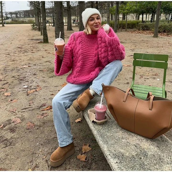 Dams Oversized Stickad tröja med strukturerad flätdesign Mirla-Eva Jonsson