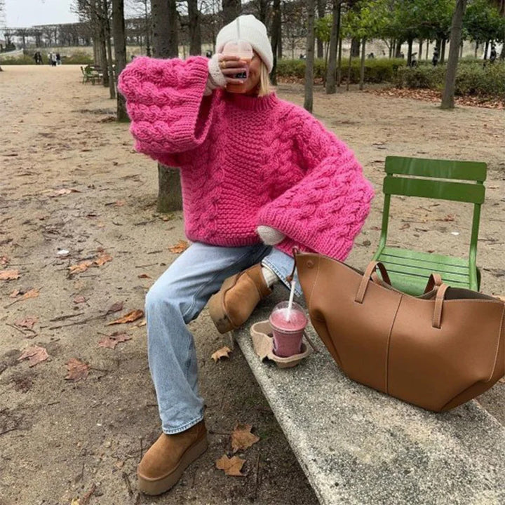 Dams Oversized Stickad tröja med strukturerad flätdesign Mirla-Eva Jonsson
