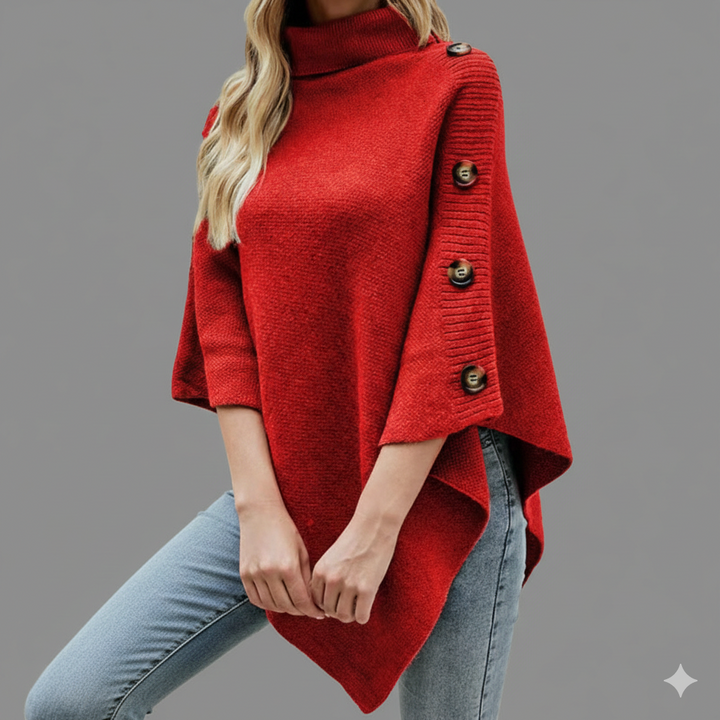 Dams Poncho med modern flätdesign och en hög krage Mirla-Eva Jonsson