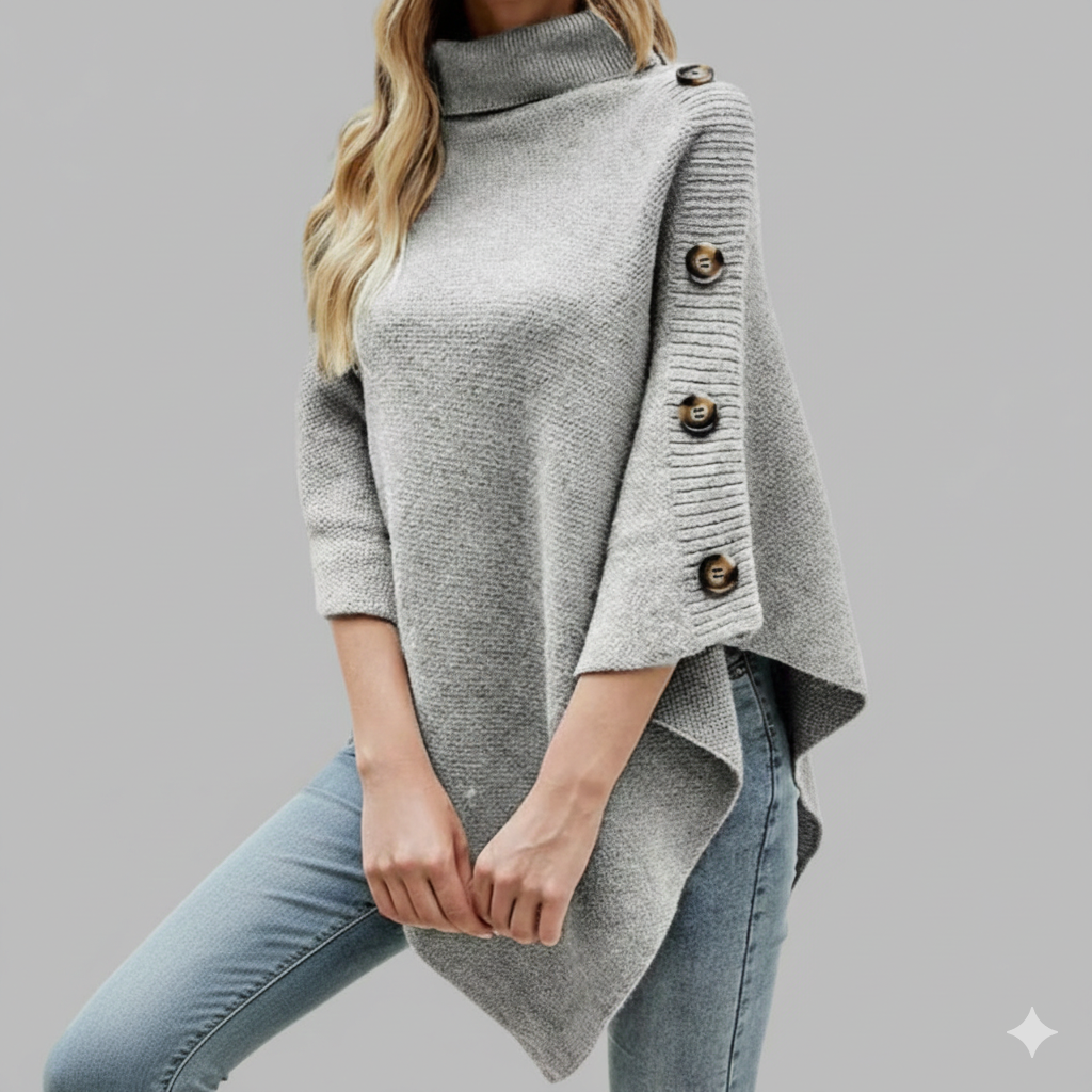 Dams Poncho med modern flätdesign och en hög krage Mirla-Eva Jonsson