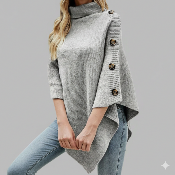 Dams Poncho med modern flätdesign och en hög krage Mirla-Eva Jonsson