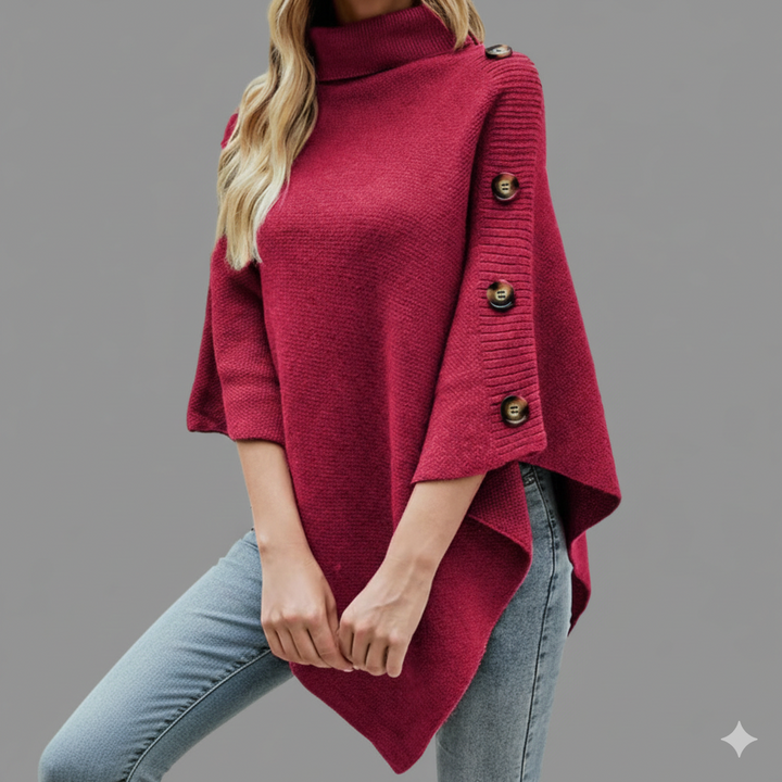 Dams Poncho med modern flätdesign och en hög krage Mirla-Eva Jonsson