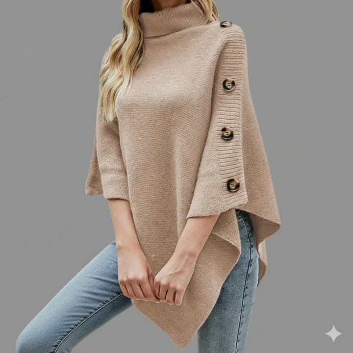 Dams Poncho med modern flätdesign och en hög krage Mirla-Eva Jonsson