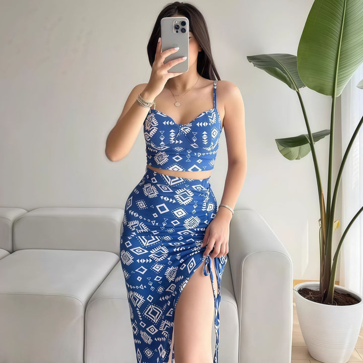 Dams SET bestående av Crop-Top och knälång kjol med rynkor Mirla-Eva Jonsson