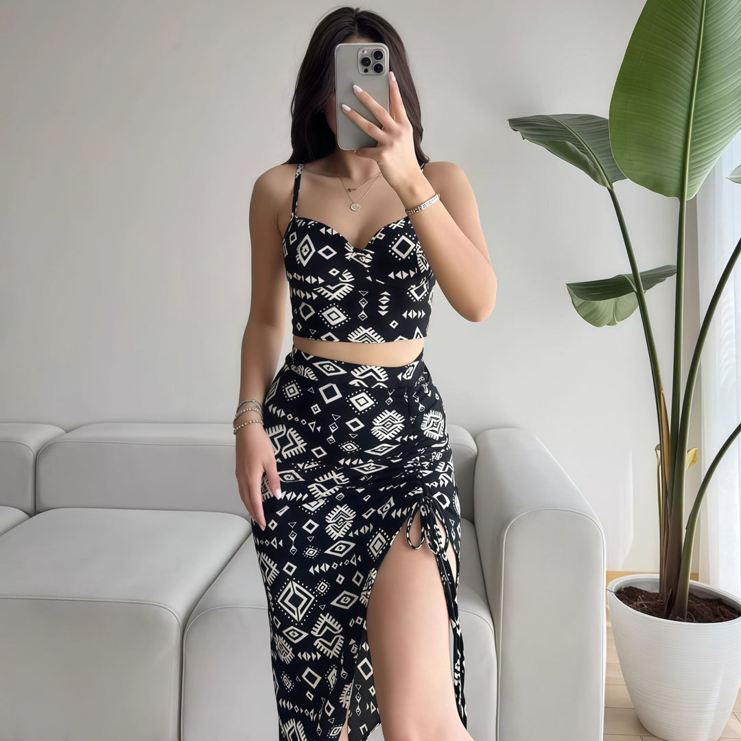 Dams SET bestående av Crop-Top och knälång kjol med rynkor Mirla-Eva Jonsson