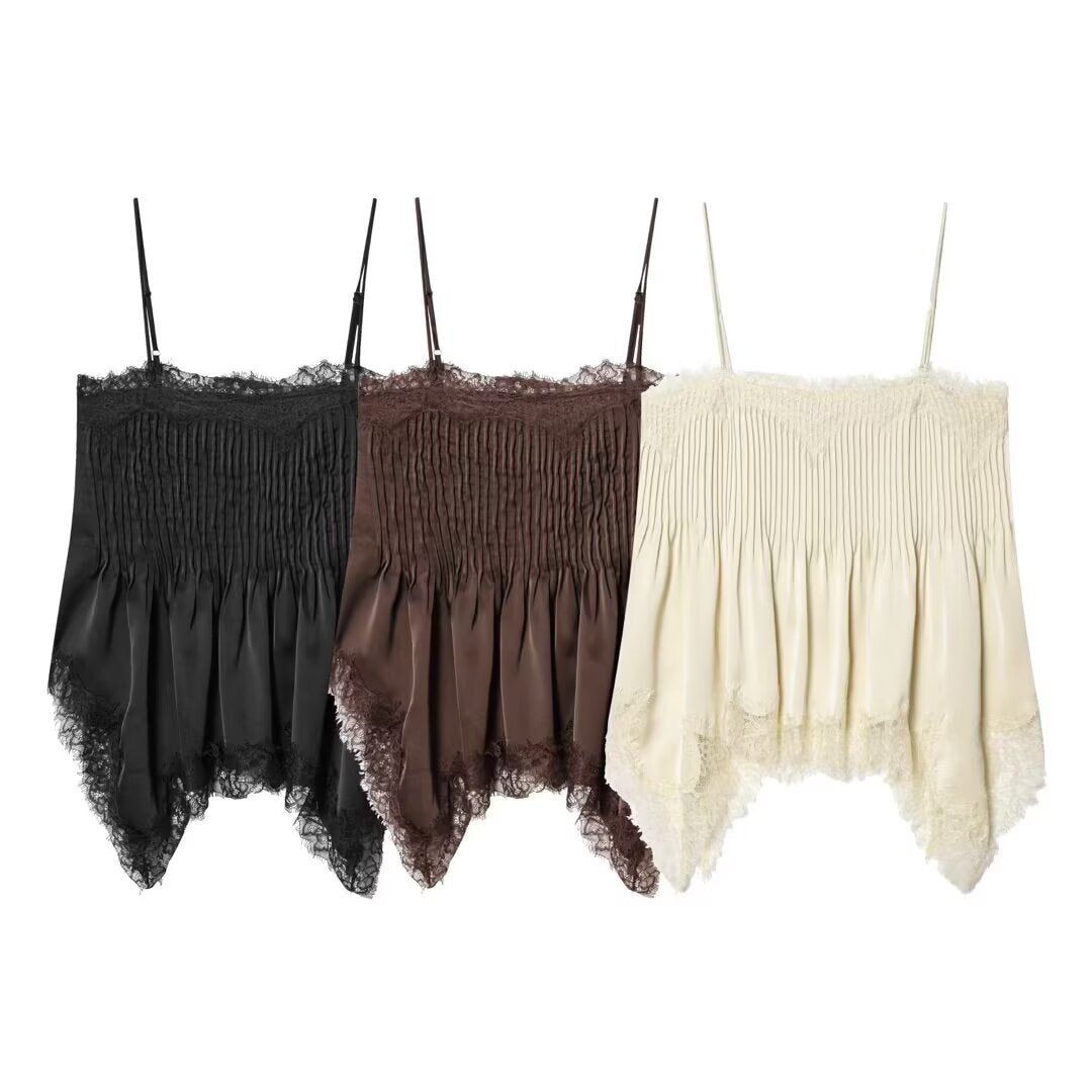 Dams Spets-Camisole med elastisk detalj och flytande snitt Mirla-Eva Jonsson